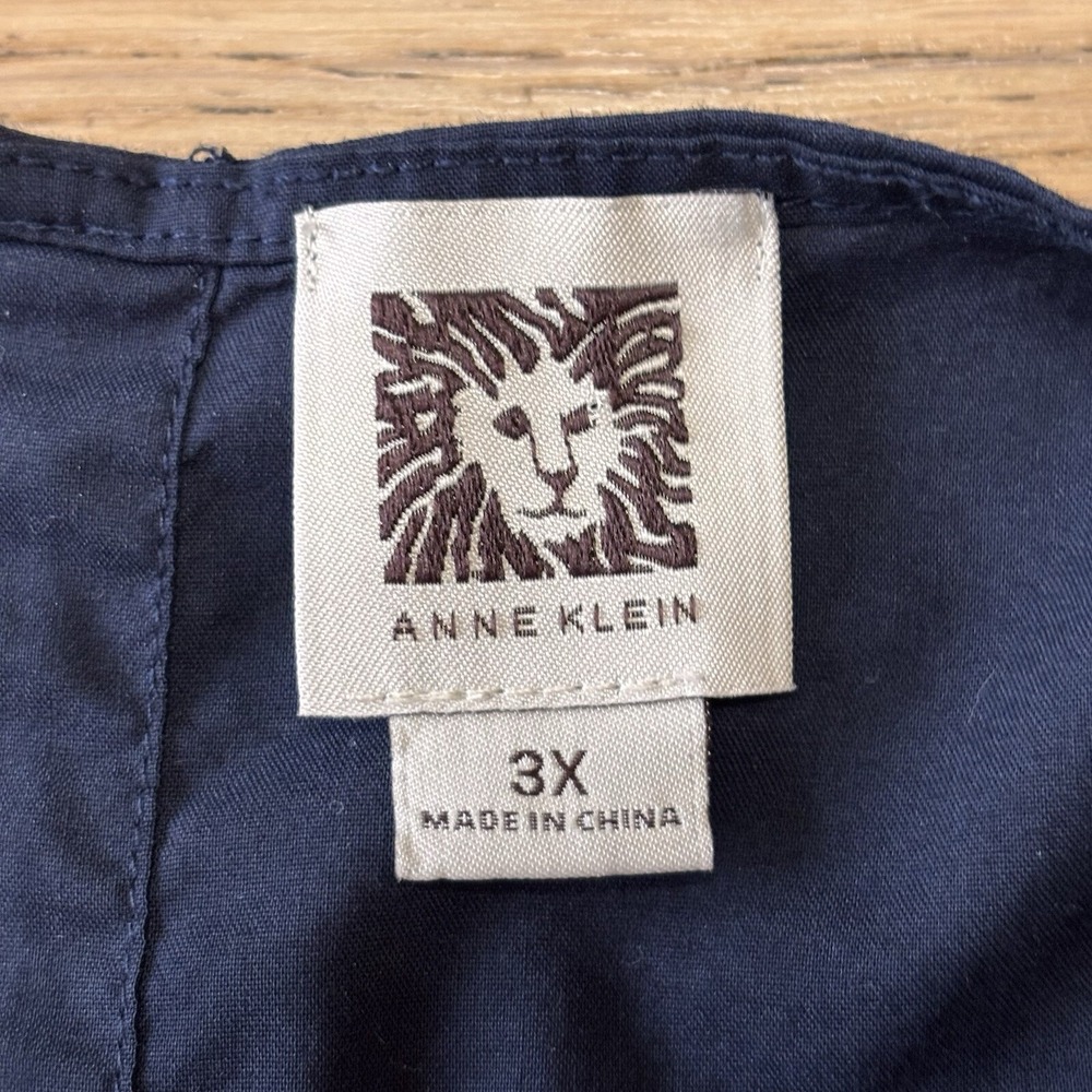 Anne Klein Womens Blouse 3XL Cap Sleeve Round Neck Blue/Stripes High-low - Picture 7 of 9
